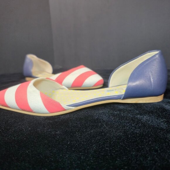 Boden Vienne Point Flats d'Orsay Stripe Canvas and Leather EU-37 US-6.5-7 - Picture 3 of 9